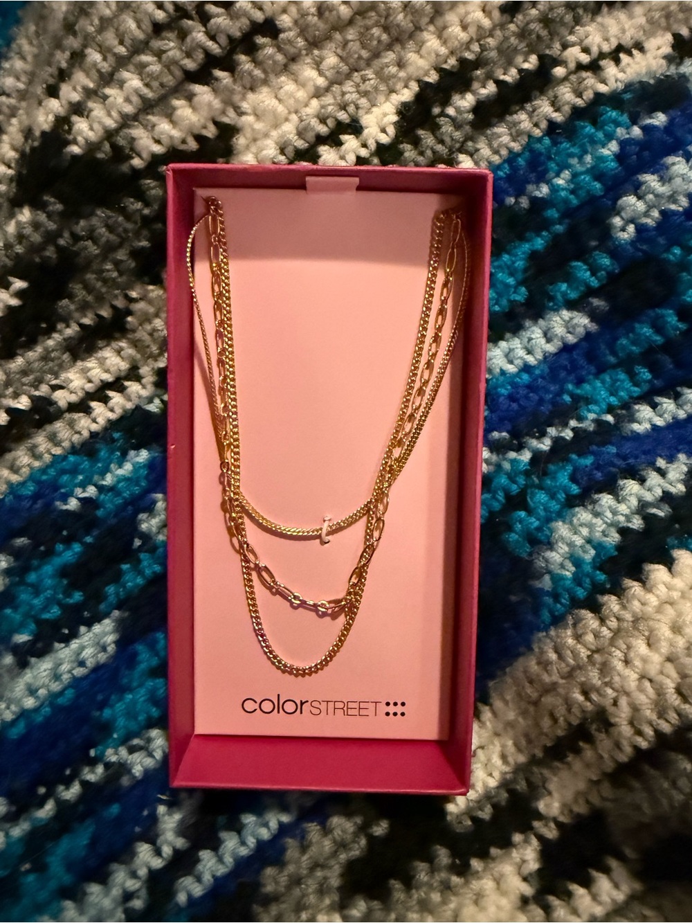 Color Street Gold Layered Multi-Chain Necklace